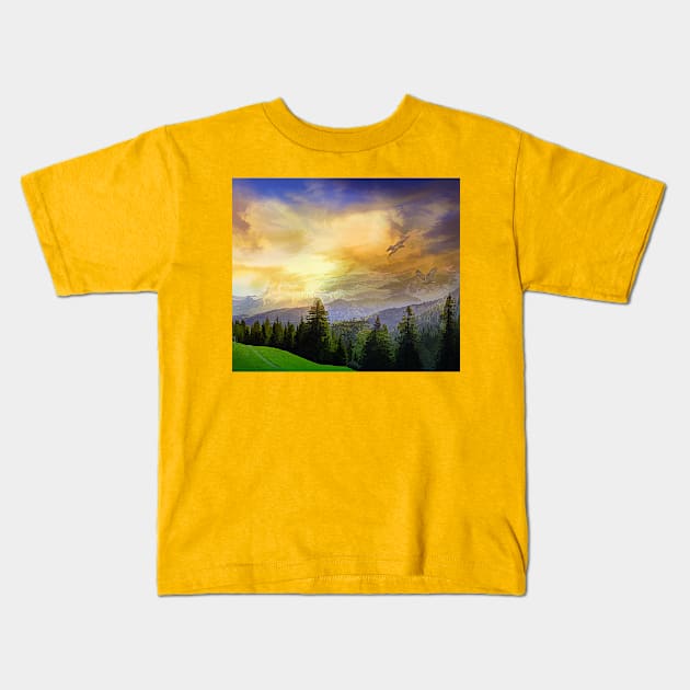 Eagles watch over the Valley Kids T-Shirt by jasminaseidl